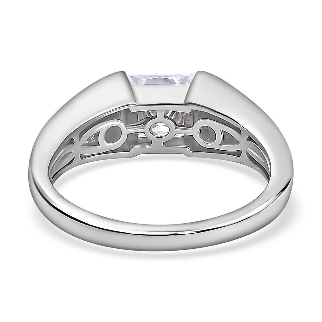 D'Joy Moissanite Solitaire Ring in Platinum Overlay Sterling Silver 1.15 Ct
