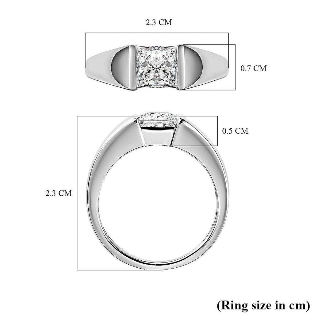 D'Joy Moissanite Solitaire Ring in Platinum Overlay Sterling Silver 1.15 Ct