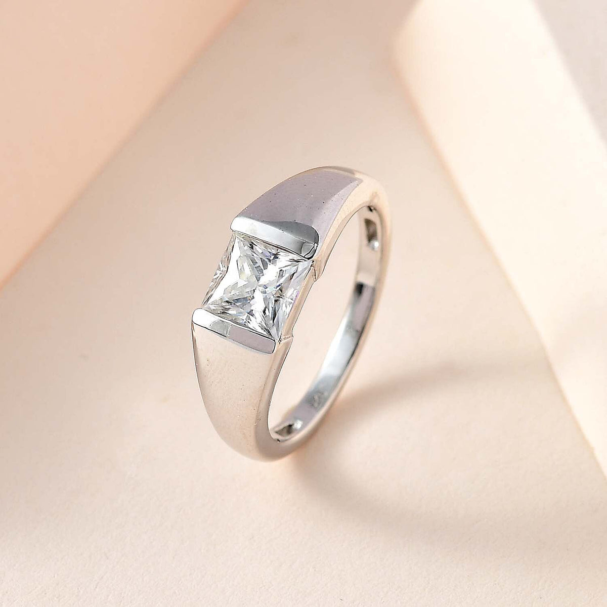 1.2 Ct. Moissanite Band, Solitaire Ring in Platinum Sterling Silver V32695485 2
