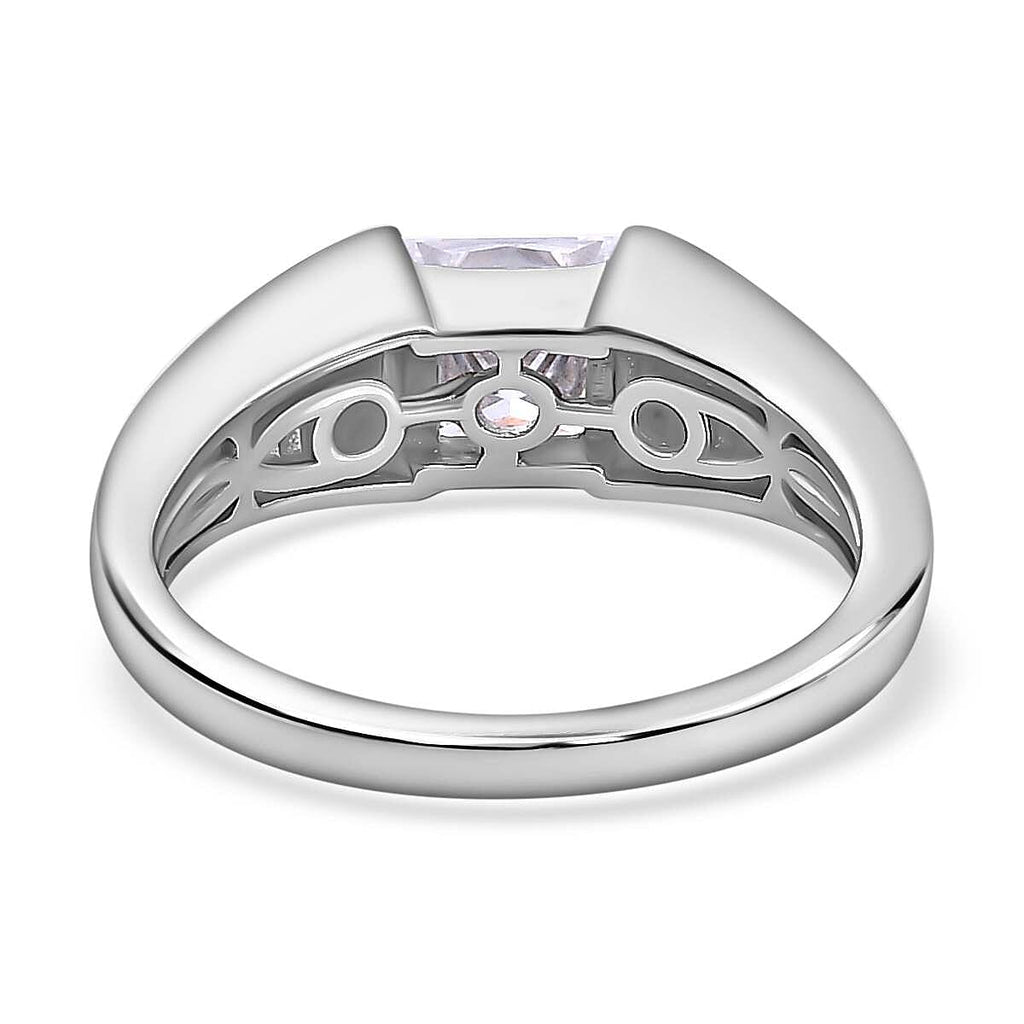 D'Joy Moissanite Solitaire Ring in Platinum Overlay Sterling Silver 1.15 Ct