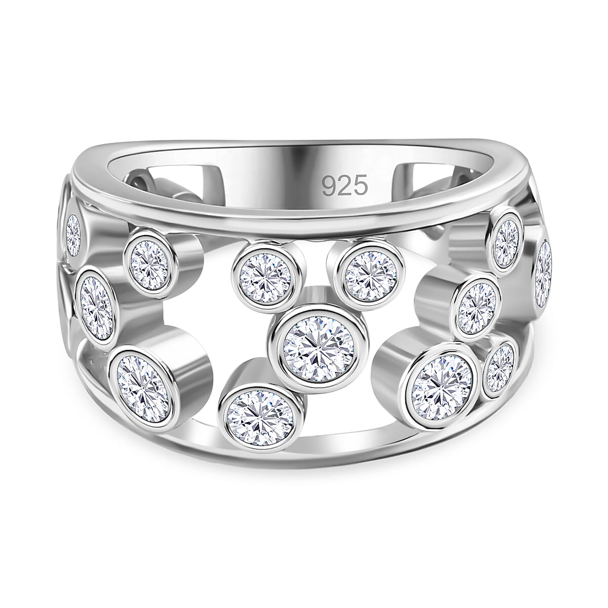 The Exclusive Moissanite Bubble Ring in Platinum Overlay Sterling Silver 7717863 0