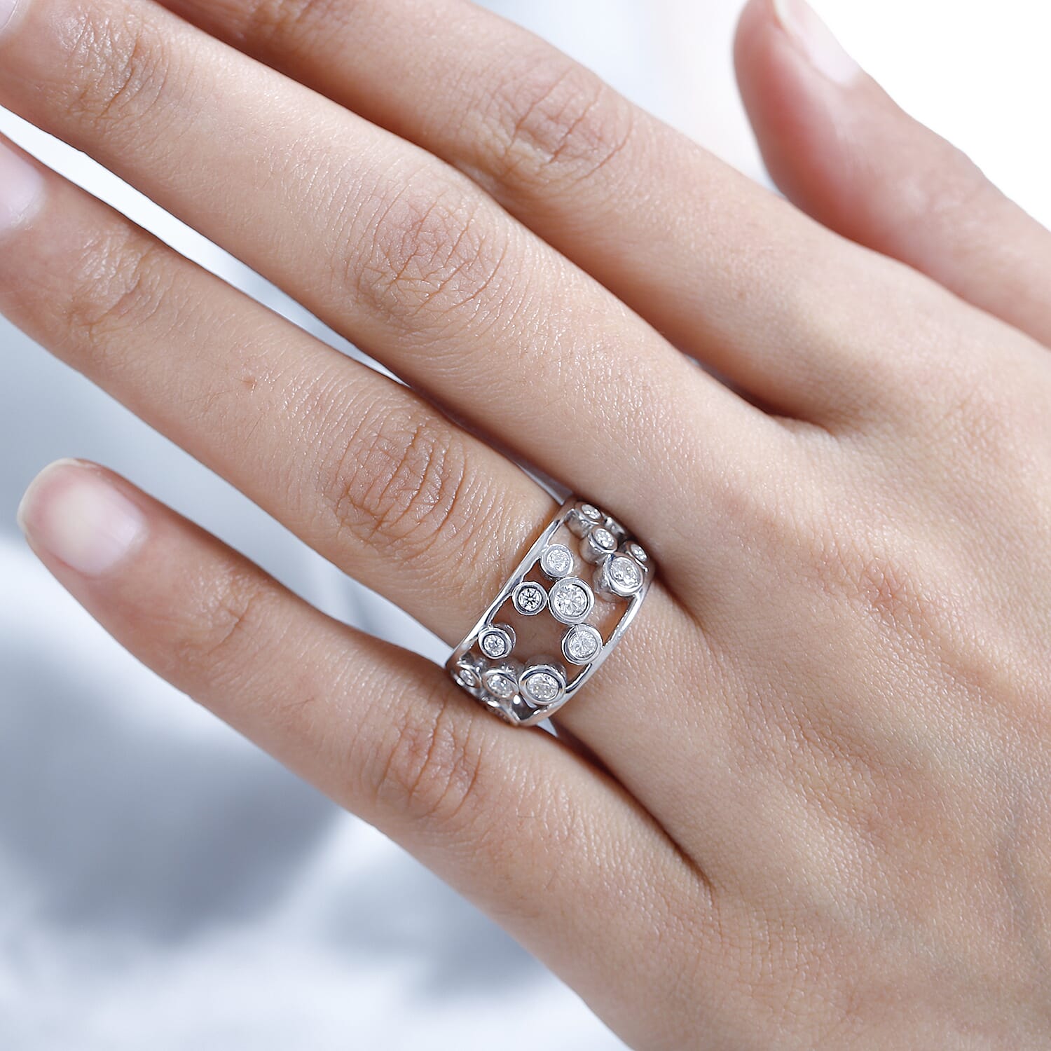 The Exclusive Moissanite Bubble Ring in Platinum Overlay Sterling Silver 7717863 2