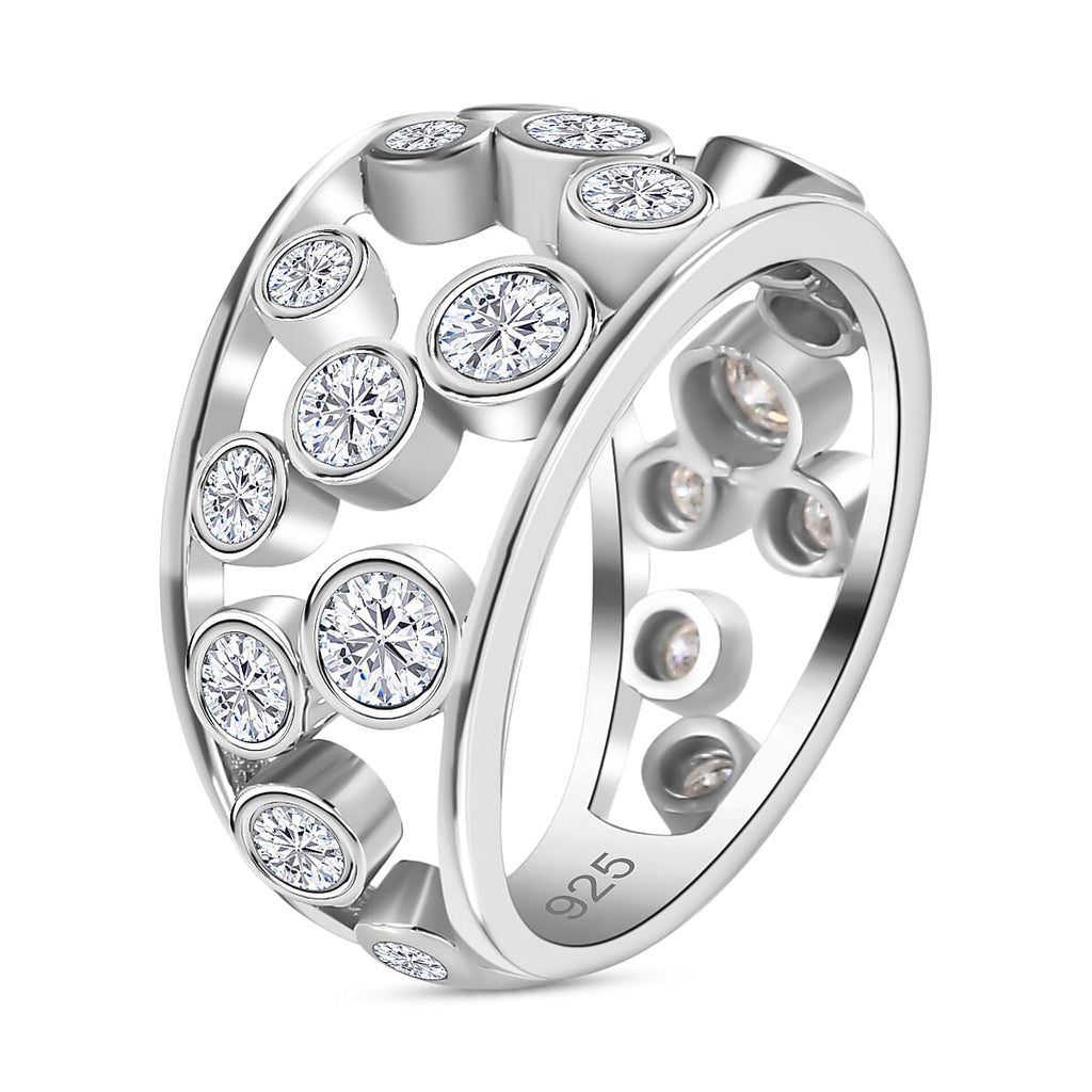 The Exclusive Moissanite Bubble Ring in Platinum Overlay Sterling Silver