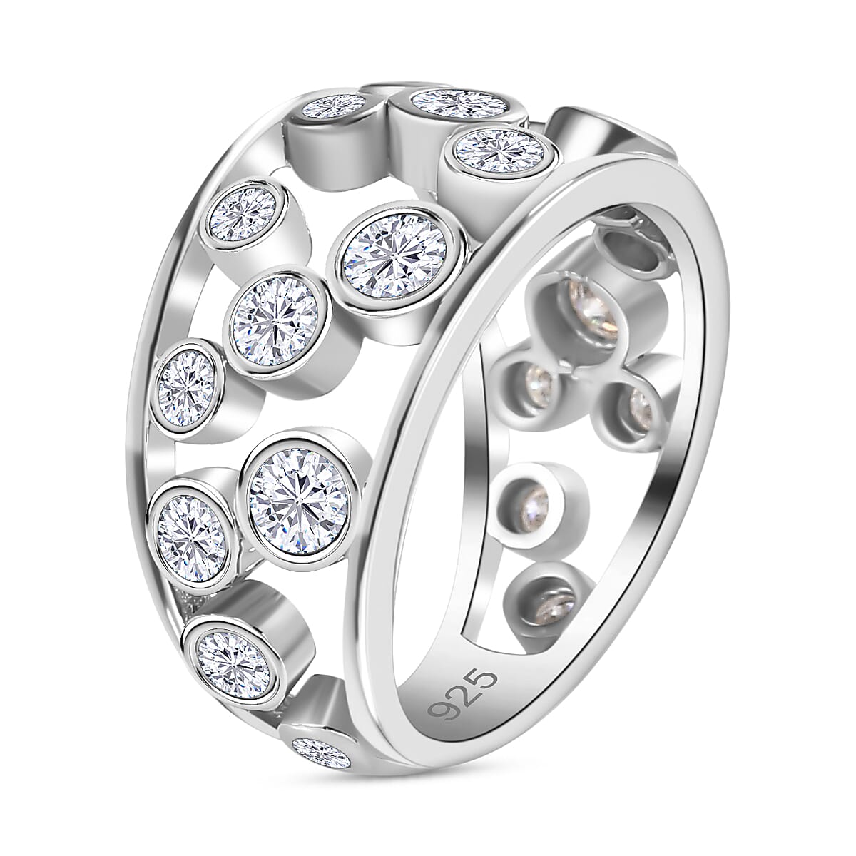 The Exclusive Moissanite Bubble Ring in Platinum Overlay Sterling Silver 7717863 3