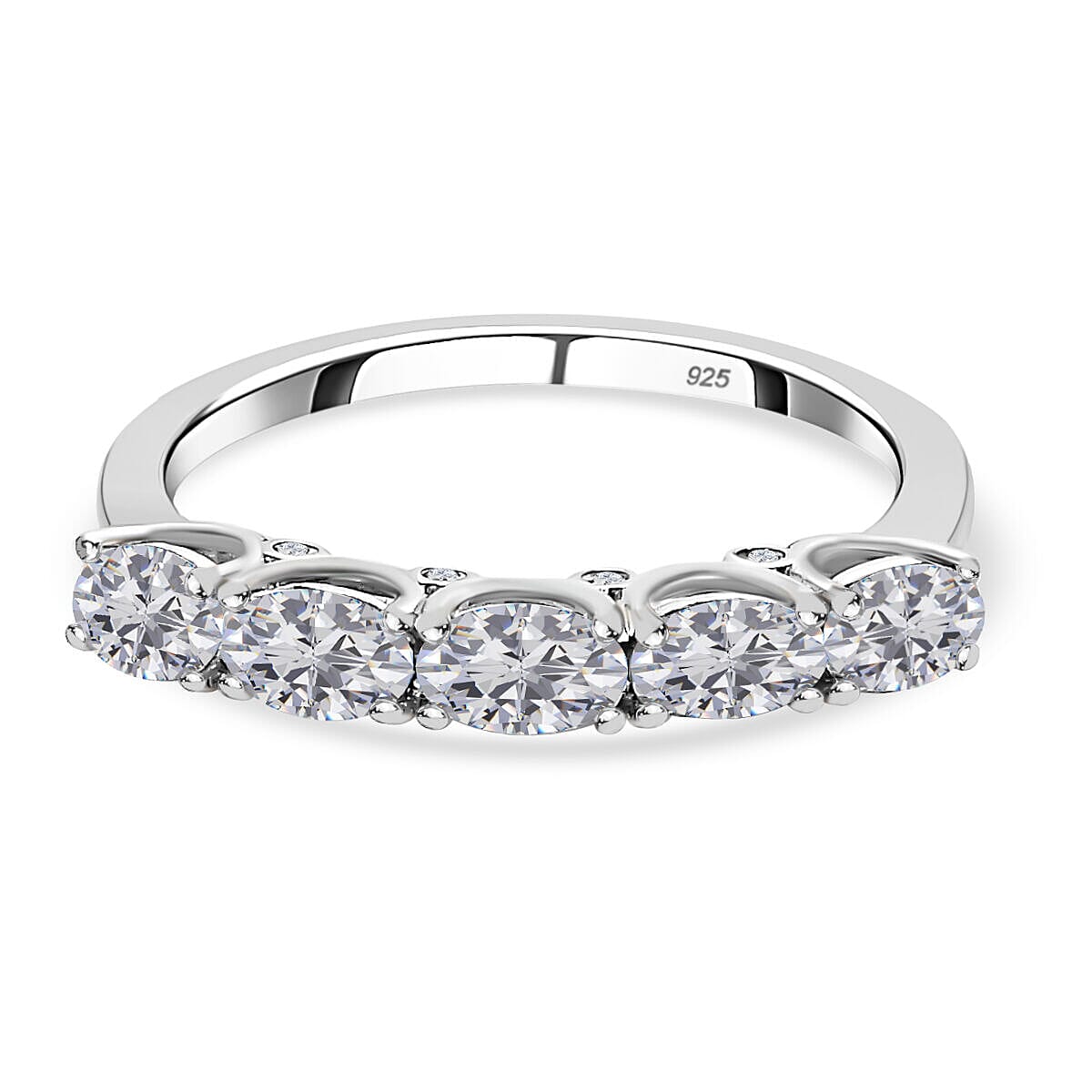 Moissanite Ring in Platinum Overlay Sterling Silver 1.240 Ct. 7317945 0