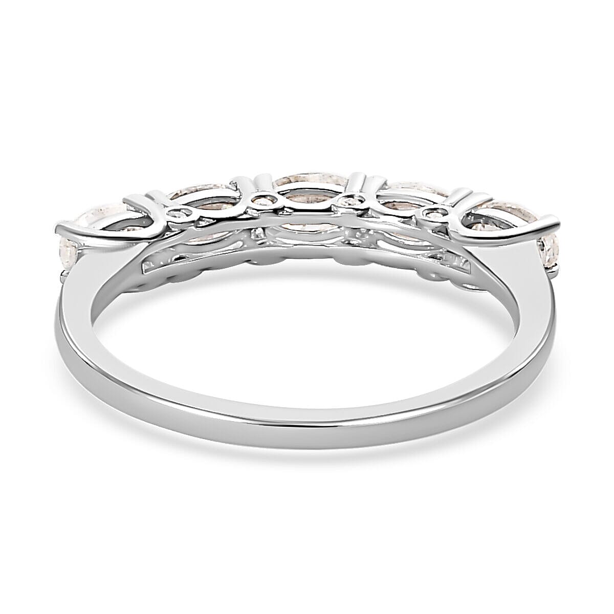 Moissanite Ring in Platinum Overlay Sterling Silver 1.240 Ct. 7317945 9