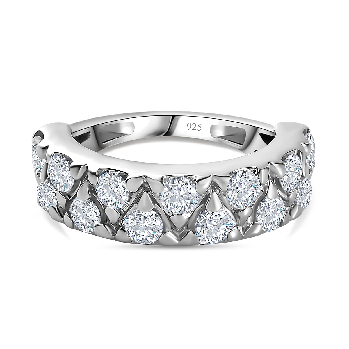 Moissanite Ring in Platinum Overlay Sterling Silver 1.46 Ct. 7722424 0