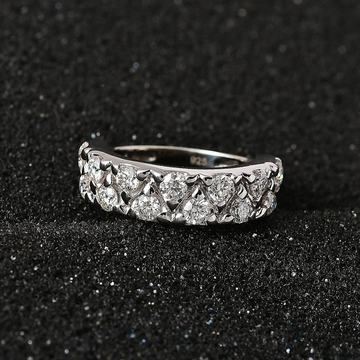 Moissanite Ring in Platinum Overlay Sterling Silver 1.46 Ct. 7722424 1
