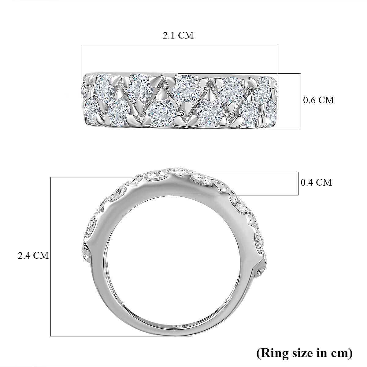 Moissanite Ring in Platinum Overlay Sterling Silver 1.46 Ct. 7722424 5