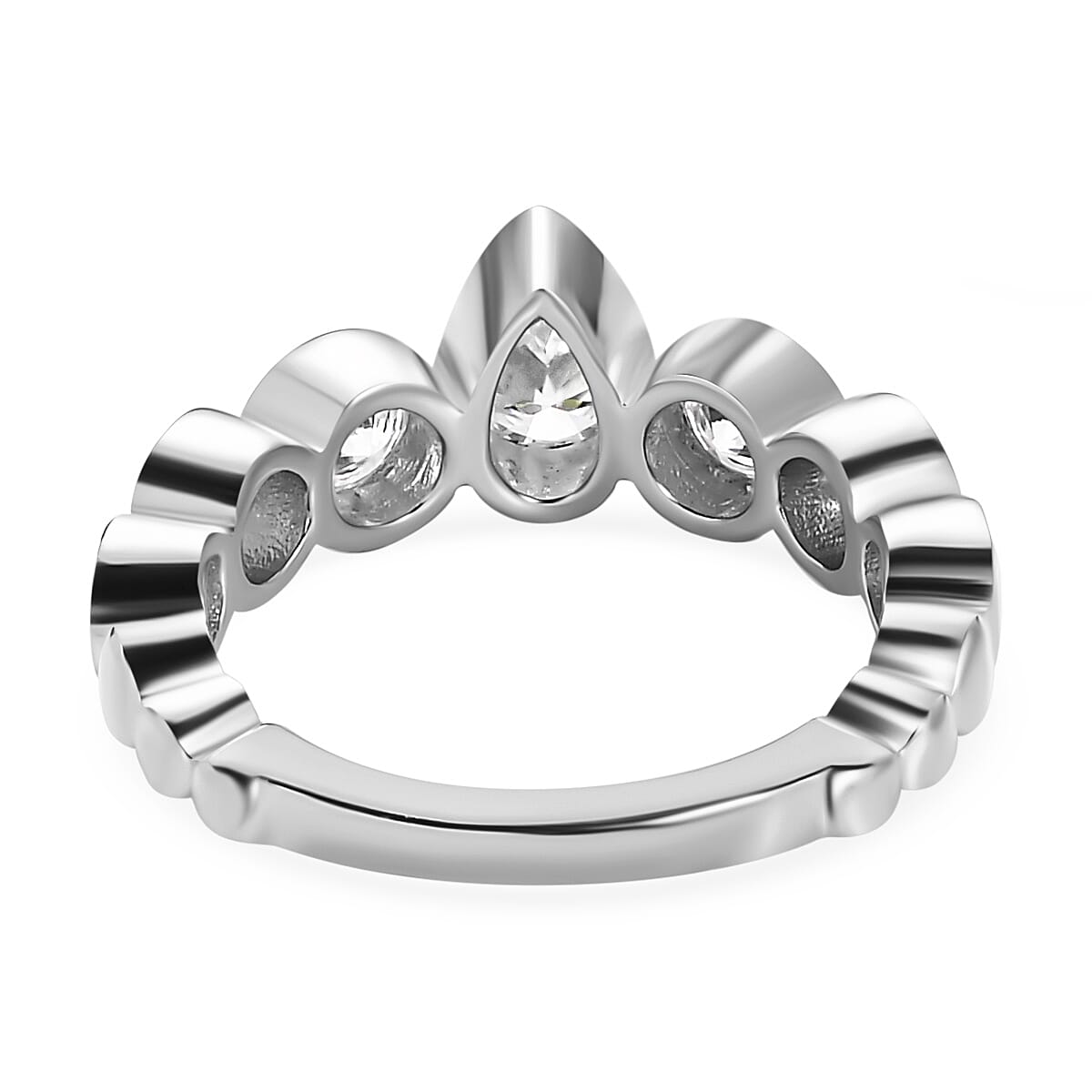 Moissanite 7 Stone Engagement Ring in Platinum Overlay Sterling Silver 1.36 Ct. 7552448 4
