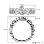 Moissanite 7 Stone Band Ring in Platinum Overlay Sterling Silver 1.36 Ct.