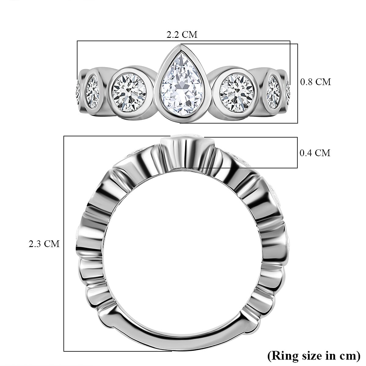 Moissanite 7 Stone Engagement Ring in Platinum Overlay Sterling Silver 1.36 Ct. 7552448 5
