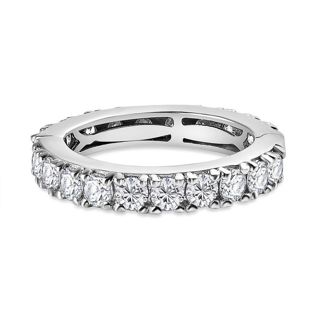 Moissanite  Band Ring in Platinum Overlay Sterling Silver 1.96 ct  1.932  Ct.