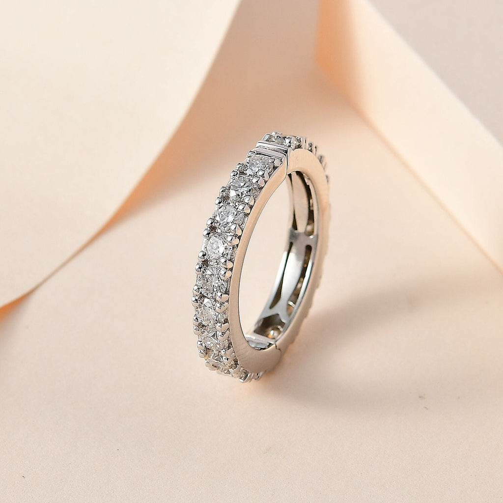 Moissanite  Band Ring in Platinum Overlay Sterling Silver 1.96 ct  1.932  Ct.