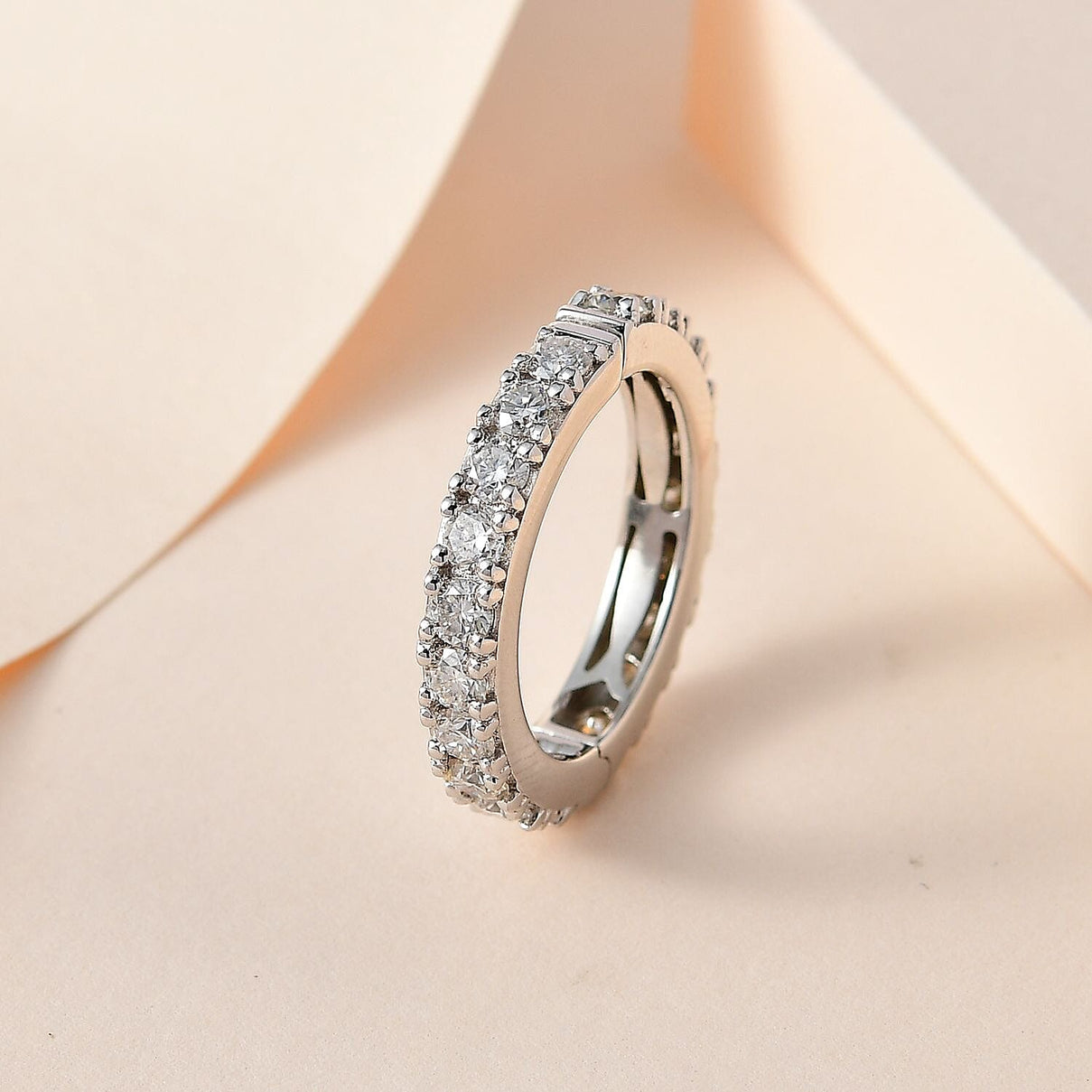 Moissanite Openable Full-Eternity Ring in Platinum Overlay Sterling Silver 1.93  Ct. 7668960 1