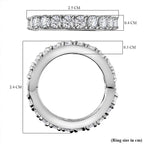 Moissanite  Band Ring in Platinum Overlay Sterling Silver 1.96 ct  1.932  Ct.
