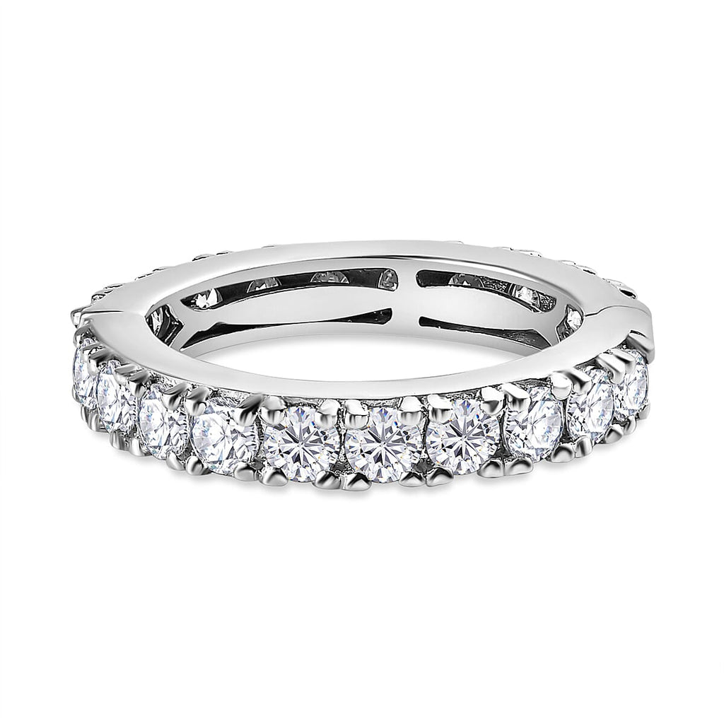 Moissanite  Band Ring in Platinum Overlay Sterling Silver 1.96 ct  1.940  Ct.