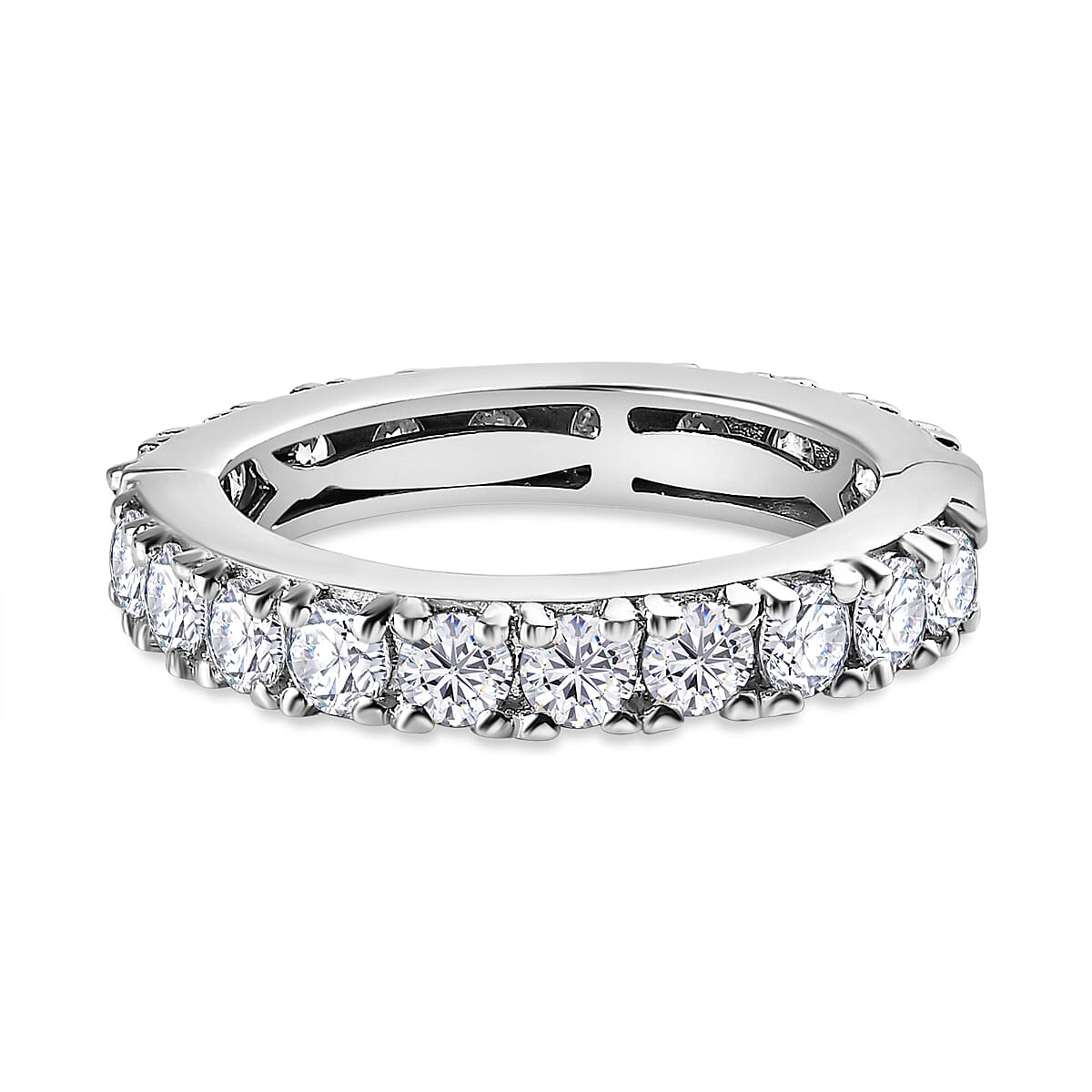 Moissanite  Band Ring in Platinum Overlay Sterling Silver 1.96 ct  1.940  Ct. 7668956 0