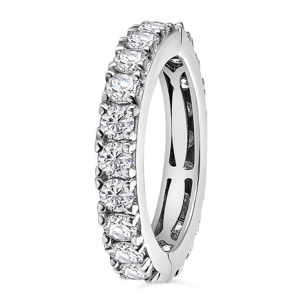 Moissanite  Band Ring in Platinum Overlay Sterling Silver 1.96 ct  1.940  Ct.