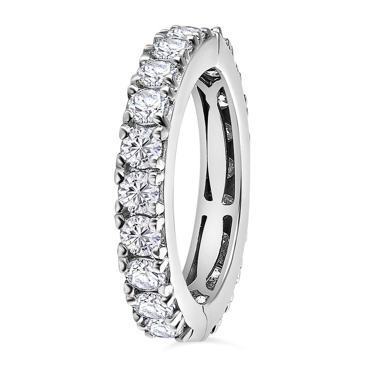 Moissanite  Band Ring in Platinum Overlay Sterling Silver 1.96 ct  1.940  Ct. 7668956 3