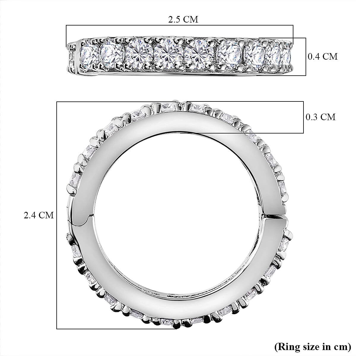 Moissanite  Band Ring in Platinum Overlay Sterling Silver 1.96 ct  1.940  Ct. 7668956 4