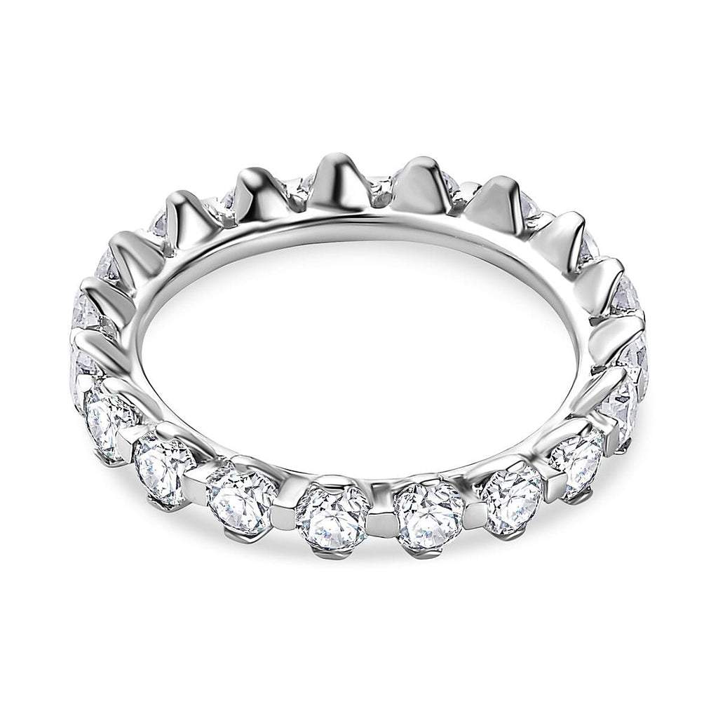 Moissanite  Band Ring in Platinum Overlay Sterling Silver 2.00 ct  1.900  Ct.