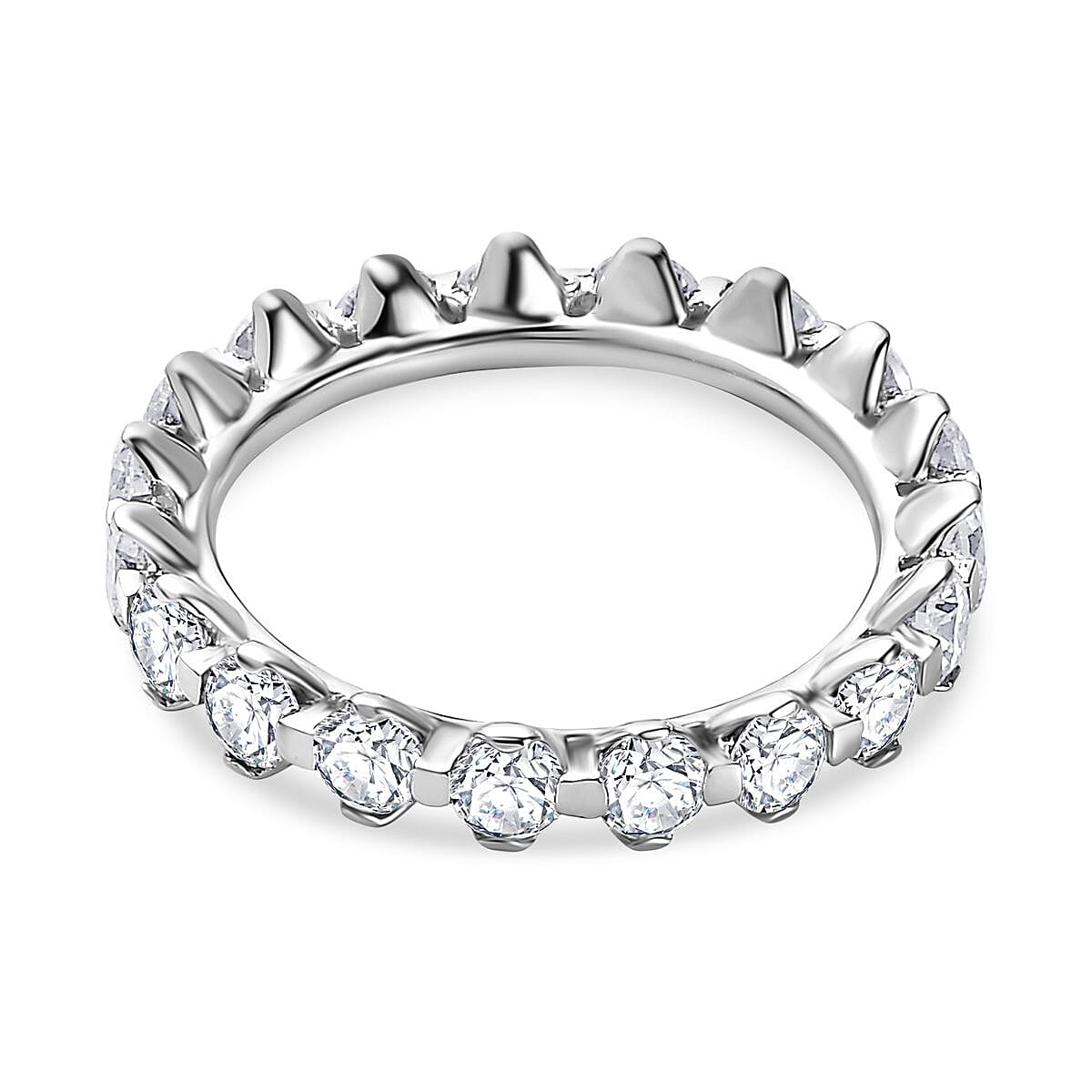 Moissanite  Band Ring in Platinum Overlay Sterling Silver 2.00 ct  1.900  Ct. 7823382 4