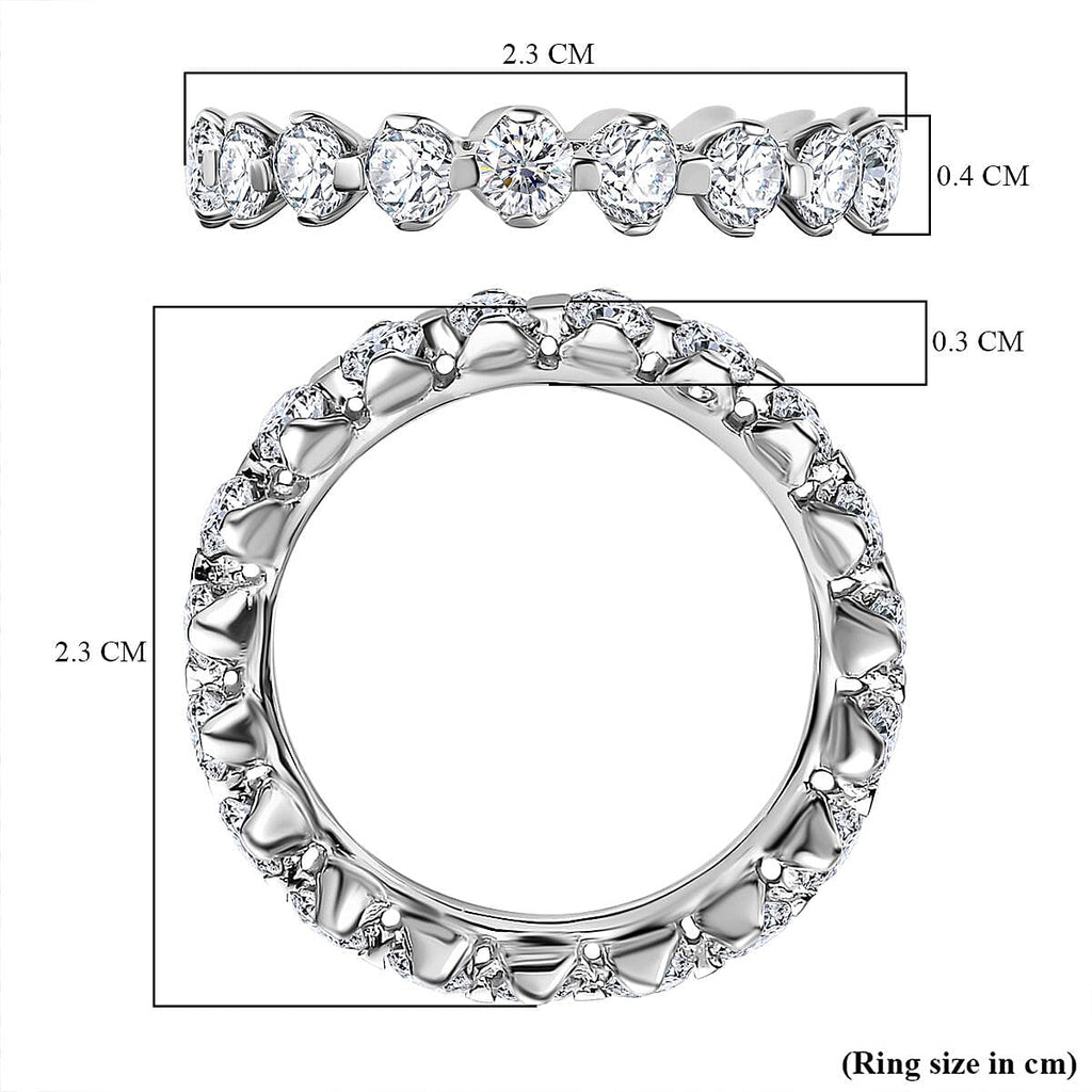 Moissanite  Band Ring in Platinum Overlay Sterling Silver 2.00 ct  1.900  Ct.