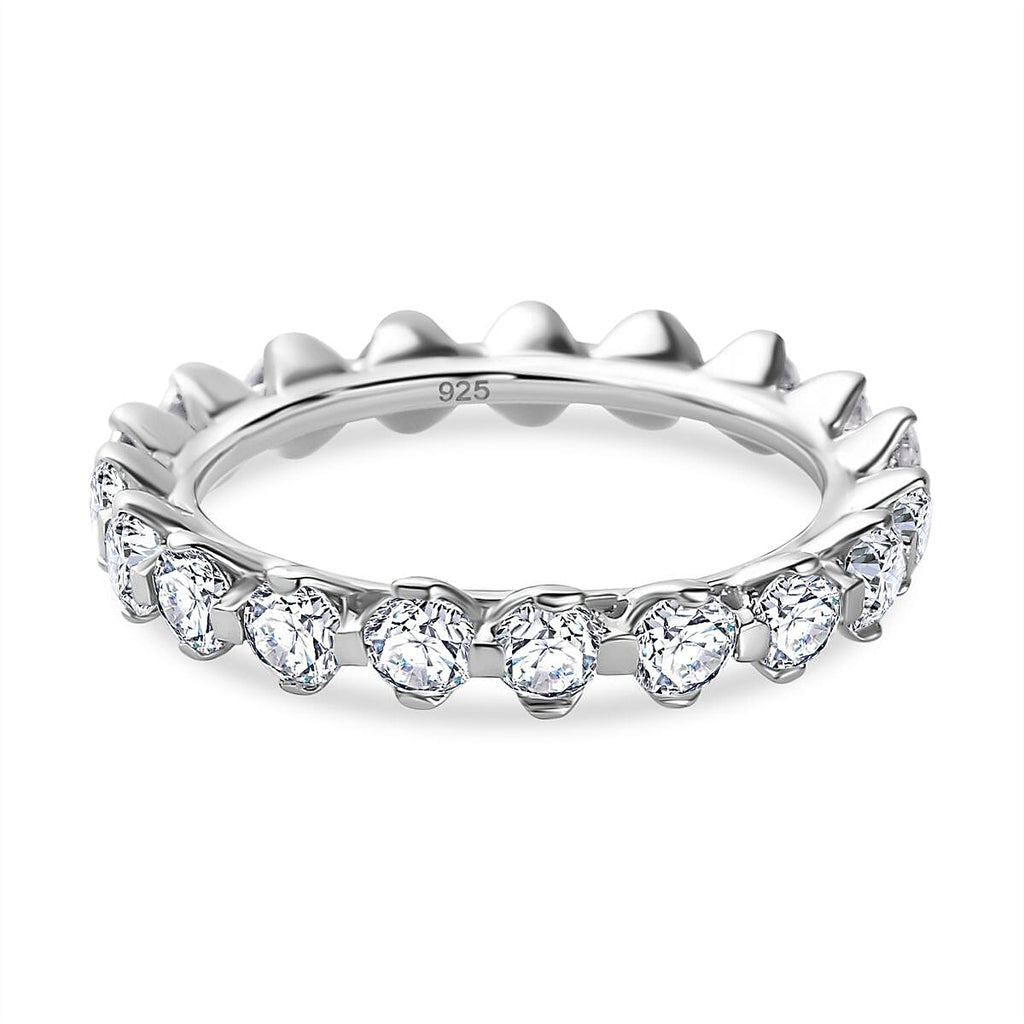 Moissanite  Band Ring in Platinum Overlay Sterling Silver 2.00 ct  2.100  Ct.