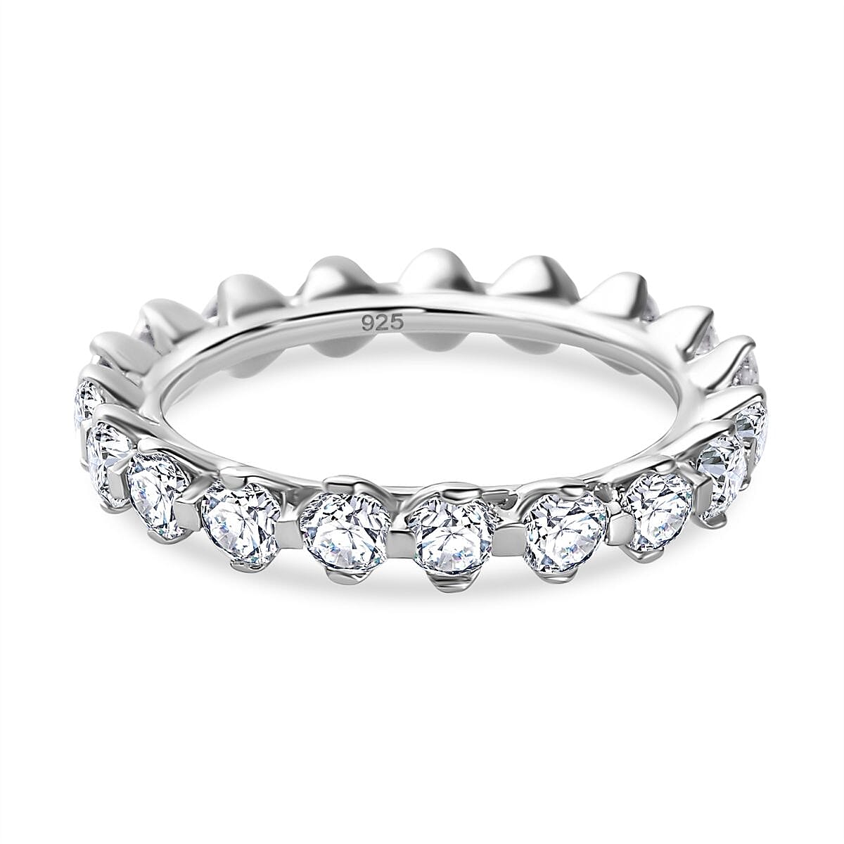 Moissanite Eternity Band Ring in Platinum Overlay Sterling Silver 2.100  Ct. 7823397 0
