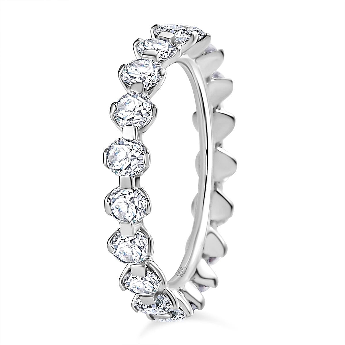 Moissanite Eternity Band Ring in Platinum Overlay Sterling Silver 2.100  Ct. 7823397 3