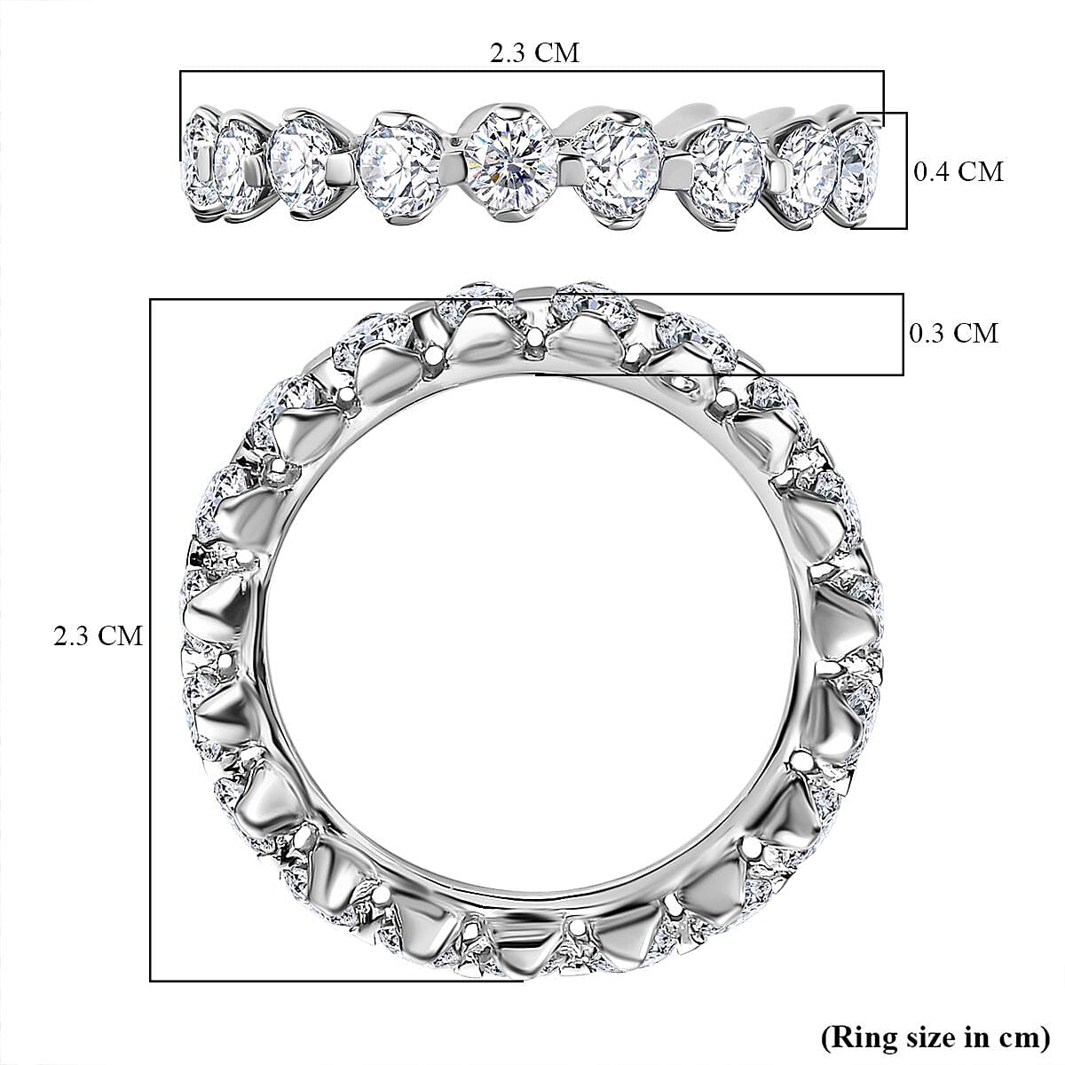 Moissanite Eternity Band Ring in Platinum Overlay Sterling Silver 2.100  Ct. 7823397 5