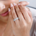 Moissanite Band Ring in Platinum Overlay Sterling Silver 3.00 Ct.