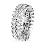 Moissanite Band Ring in Platinum Overlay Sterling Silver 3.00 Ct.