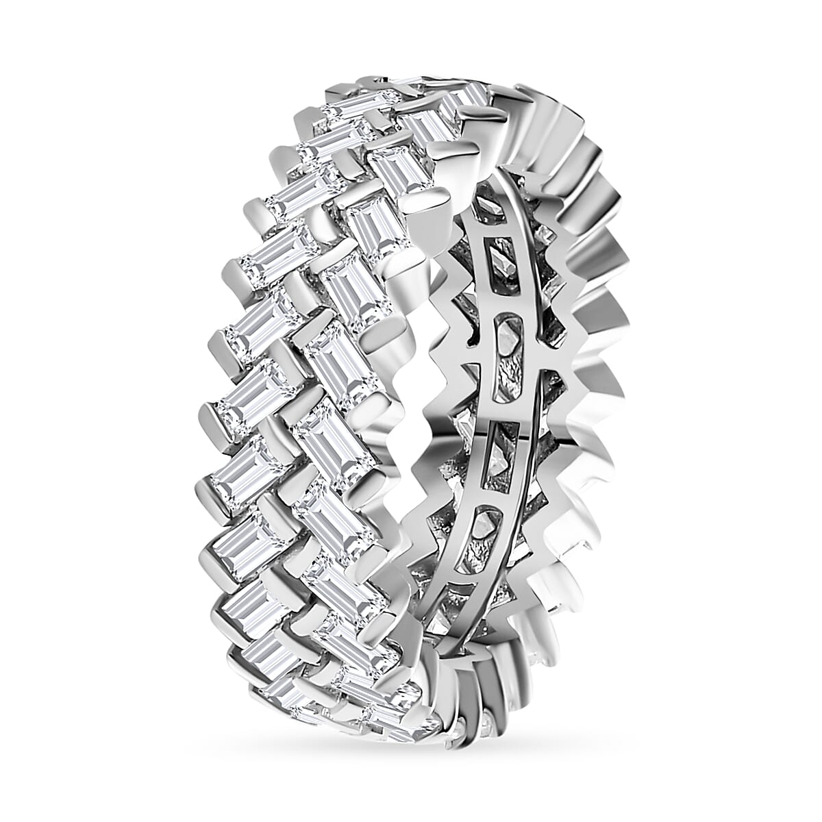 Moissanite Band Ring in Platinum Overlay Sterling Silver 2.75 Ct. 7734912 4