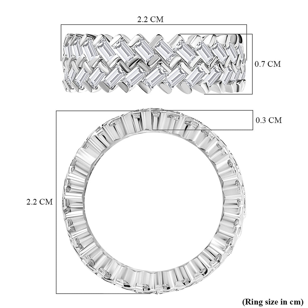 Moissanite Band Ring in Platinum Overlay Sterling Silver 3.00 Ct.