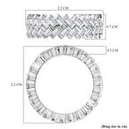Moissanite Band Ring in Platinum Overlay Sterling Silver 3.00 Ct.