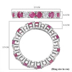 African Ruby & Moissanite Band Ring in Platinum Overlay Sterling Silver 3.50 Ct.