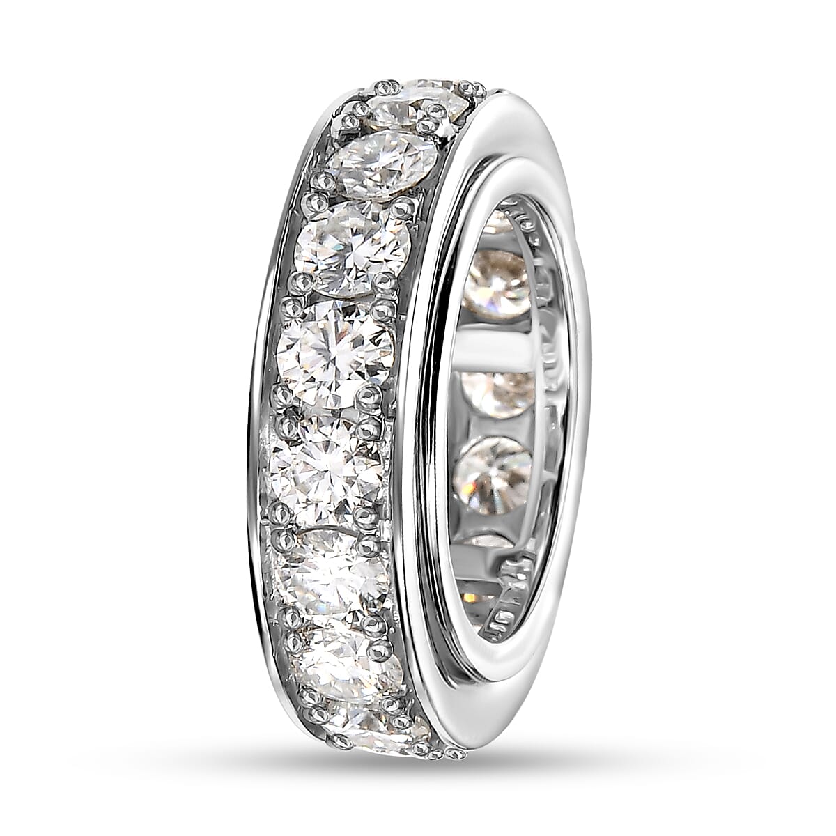 Moissanite Spinner Wedding Band Ring in Platinum Overlay Sterling Silver 7133416 4