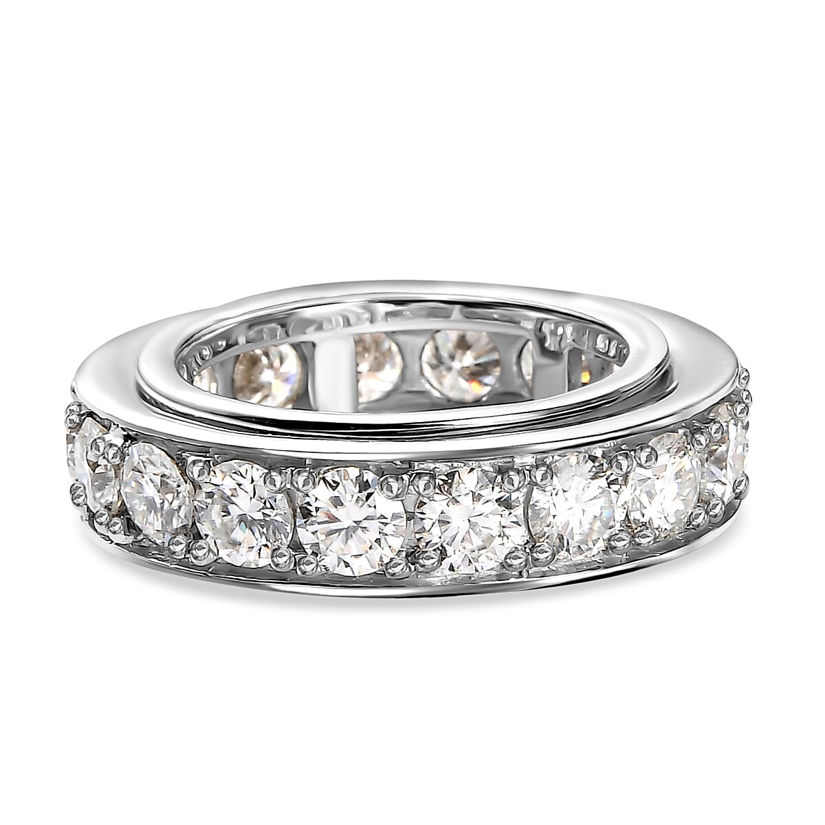Moissanite Spinner Wedding Band Ring in Platinum Overlay Sterling Silver 7133416 5