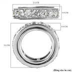 Moissanite Band Ring in Platinum Overlay Sterling Silver 3.57 Ct, Silver Wt. 8.44 Gms