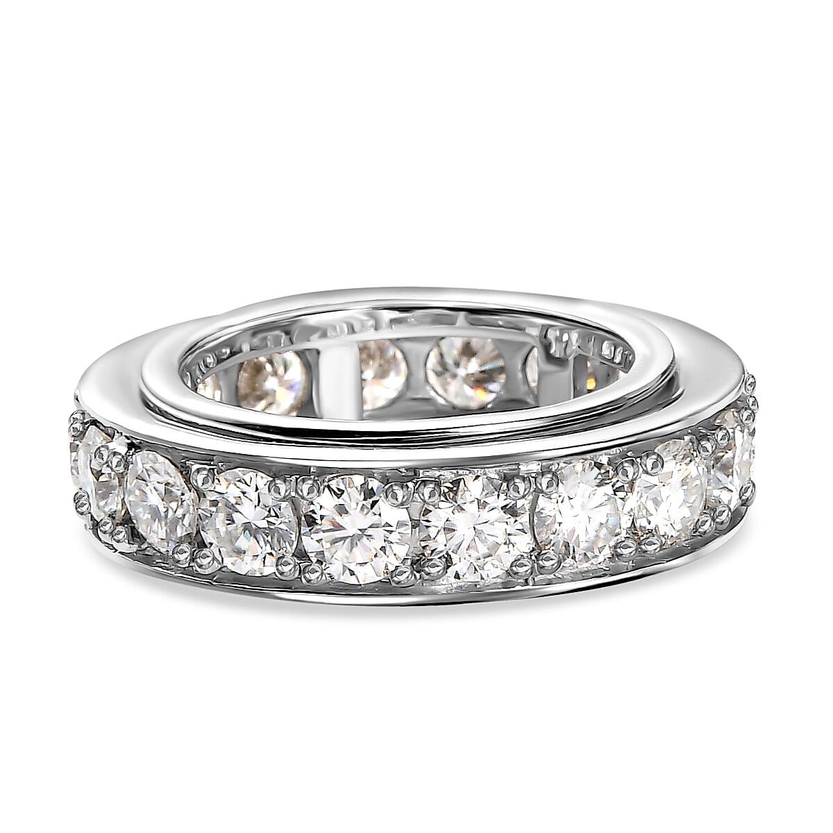 Moissanite Spinner Wedding Band Ring in Platinum Overlay Sterling Silver 3.80 Ct. 7133440 0