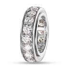 Moissanite Band Ring in Platinum Overlay Sterling Silver 3.80 Ct, Silver Wt. 7.57 Gms.