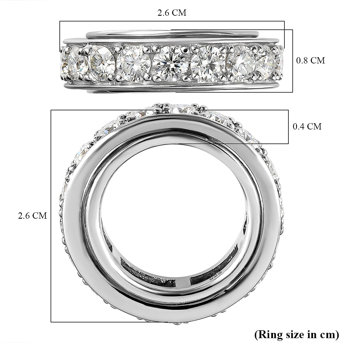 Moissanite Spinner Wedding Band Ring in Platinum Overlay Sterling Silver 3.80 Ct. 7133440 6