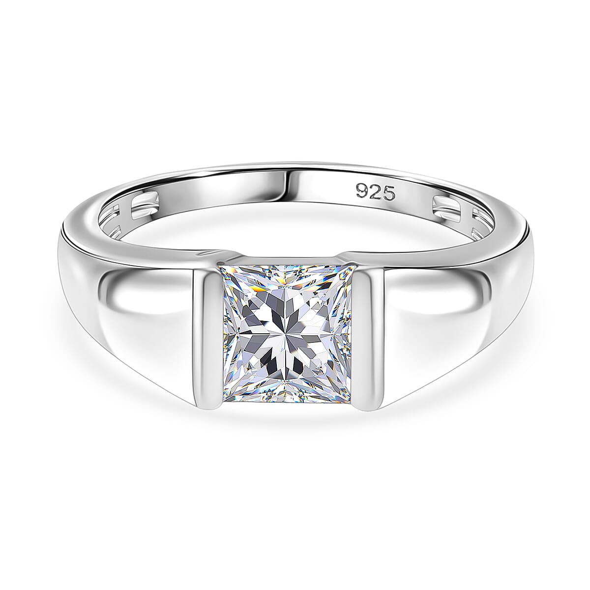 1.13 Ct. Moissanite Solitaire Band Ring in Platinum Overlay Sterling Silver V32639363 0