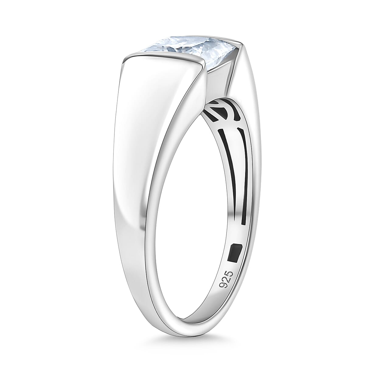 1.13 Ct. Moissanite Solitaire Band Ring in Platinum Overlay Sterling Silver V32639363 4