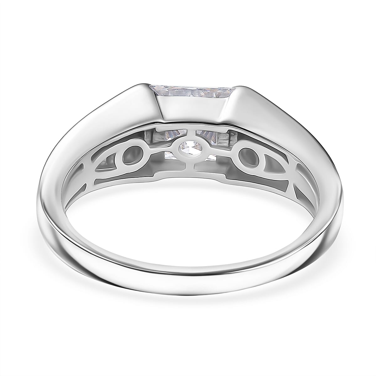 1.13 Ct. Moissanite Solitaire Band Ring in Platinum Overlay Sterling Silver V32639363 5