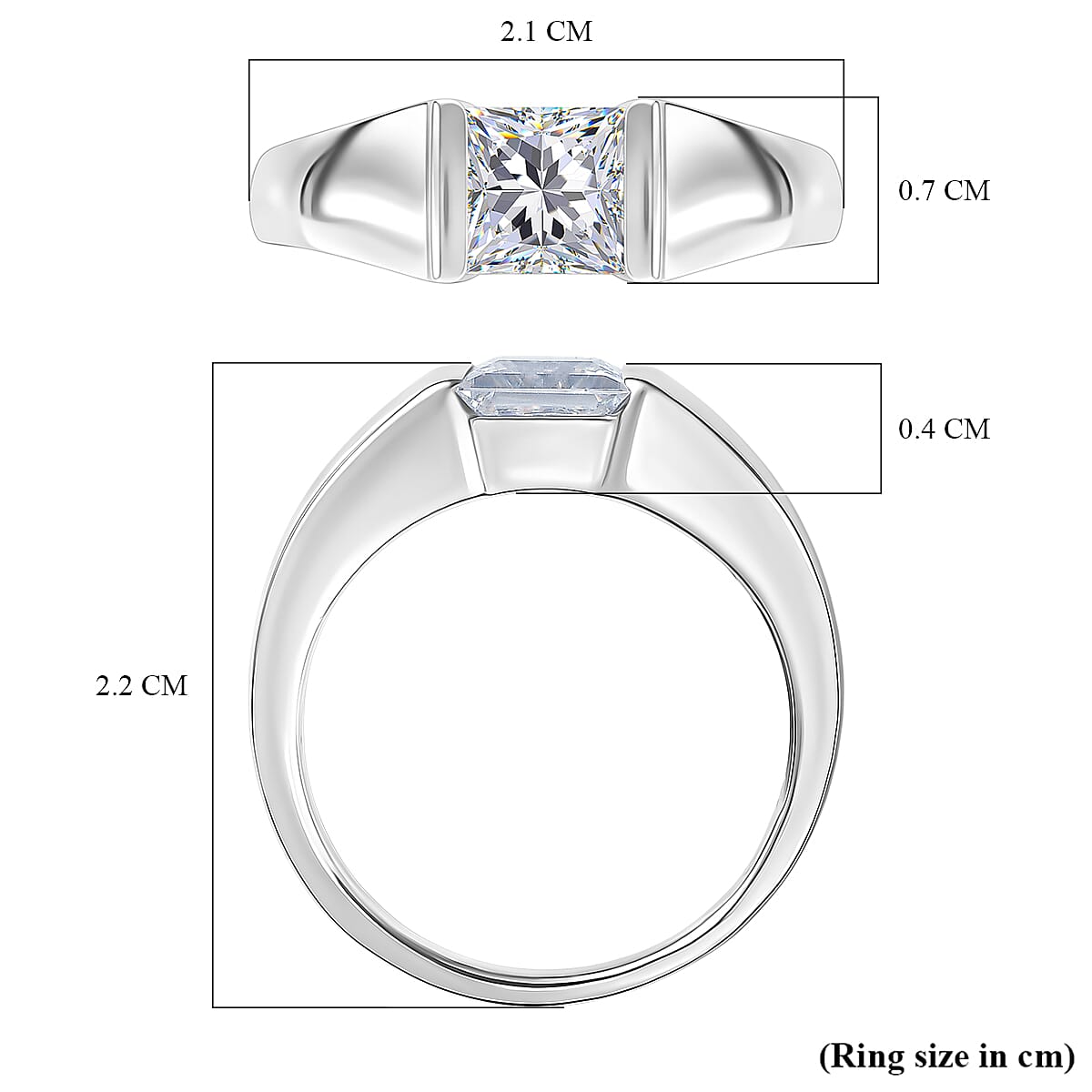 1.13 Ct. Moissanite Solitaire Band Ring in Platinum Overlay Sterling Silver V32639363 6