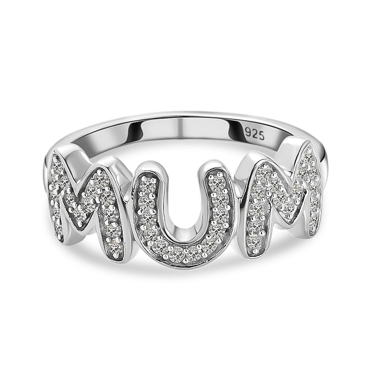 Moissanite Cluster Ring in Platinum Sterling Silver V32539010 0