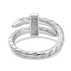 Designer Inspired - Moissanite Serpent Ring in Rhodium Overlay Sterling Silver